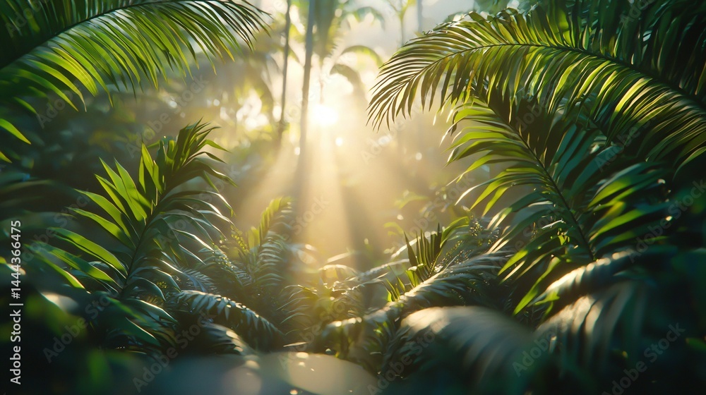 Poster radiant forest with sunlight filtering through the leaves creating a beautiful natural light display