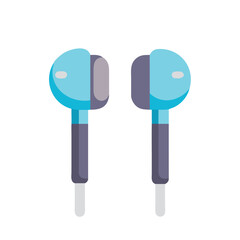 Light Blue Earbuds on Black Background - Stock Illustration