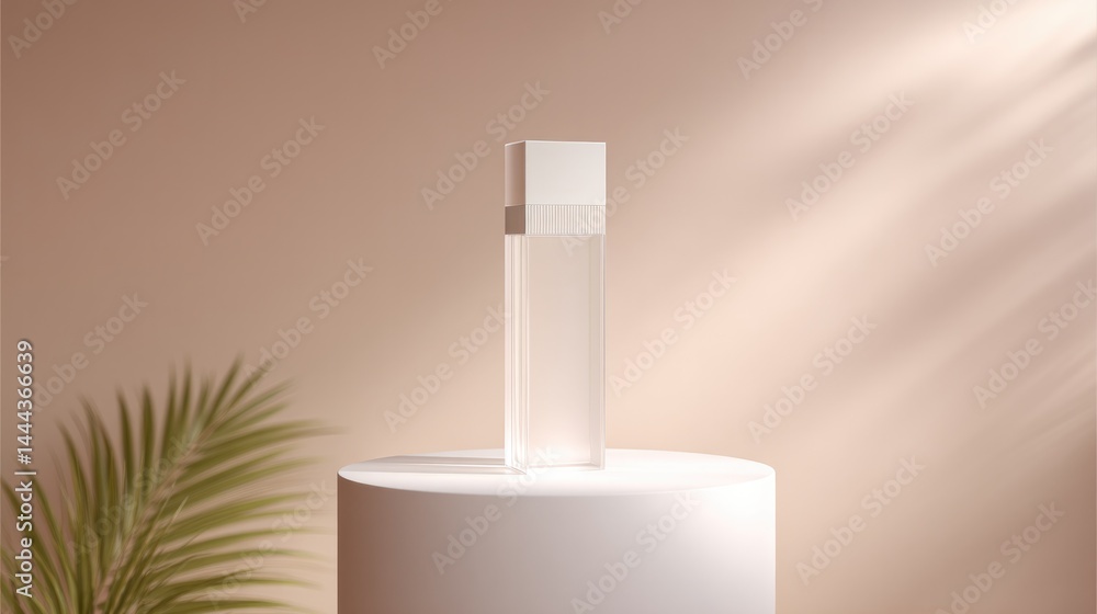 Poster minimalistic clean image of sleek and empty perfume podium with ample copy space
