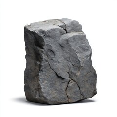 Large gray stone block isolated on white background