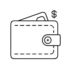 empty wallet icon, empty wallet line art - simple line art of empty wallet, perfect for empty wallet logos and icons