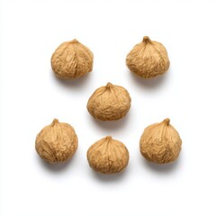 Six figs on a plain surface isolated on white background