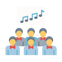 Obraz premium Choir sings beautiful music vector illustration on black