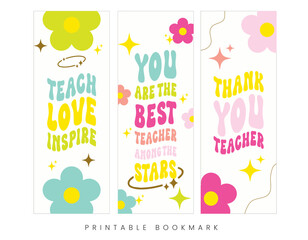 Teachers Day Bookmark Template Flowers Sparkle Star