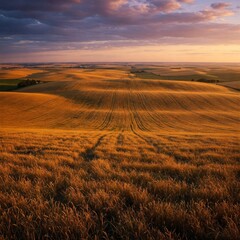 Fototapeta premium Golden Wheat Field at Sunset