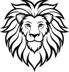 Fototapeta premium detailed black and white lion head illustration with mane