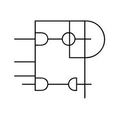 logic gate icon, logic gate line art - simple line art of logic gate, perfect for logic gate logos and icons