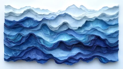 Obraz premium Abstract layered blue mountain range artwork.