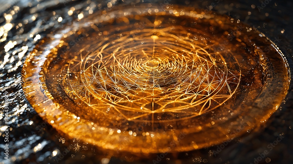 Aufkleber intricate water drop with enigmatic spiral pattern captured in macro photography revealing abstract 