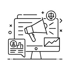 marketing campaign icon, marketing campaign line art - simple line art of marketing campaign, perfect for marketing campaign logos and icons