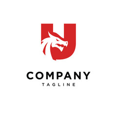 Letter U Dragon Logo Icon Vector