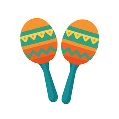 Colorful Maracas illustration on a black background, isolated