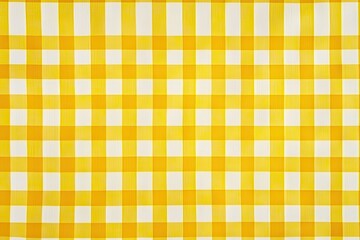 Yellow and white checkered fabric  Close-up view of a  bright yellow and white gingham tablecloth  Regular repeating pattern of squares
