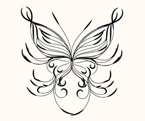 Black and white butterfly tattoo vector design features tribal art elements, a floral pattern, and a beautiful silhouette of the insect's wings