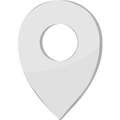 Silver Map Pin, Pointer, Marker, Navigation, GPS. Vector 3d Icon