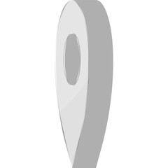 Silver Map Pin, Pointer, Marker, Navigation, GPS. Vector 3d Icon