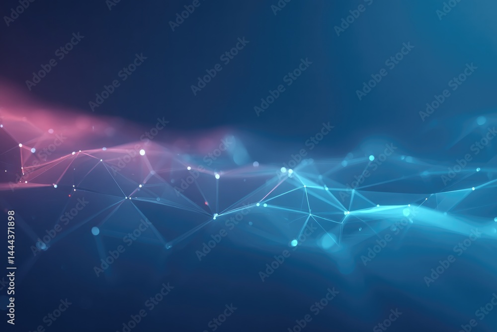 Poster vibrant neon color background featuring neural network patterns
