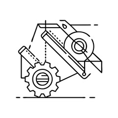 mechanical engineering icon, mechanical engineering line art - simple line art of mechanical engineering, perfect for mechanical engineering logos and icons