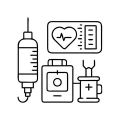 medical devices icon, medical devices line art - simple line art of medical devices, perfect for medical devices logos and icons