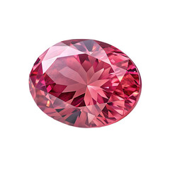 A single pink tourmaline viewed directly from the top, showcasing its vibrant pink hue and crystal clarity