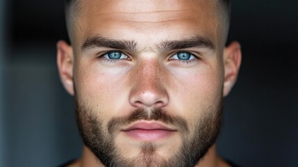 Obraz premium Close-up portrait of a man with intense gaze