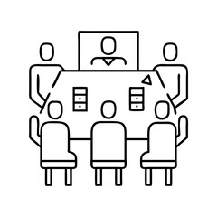 meeting room icon, meeting room line art - simple line art of meeting room, perfect for meeting room logos and icons
