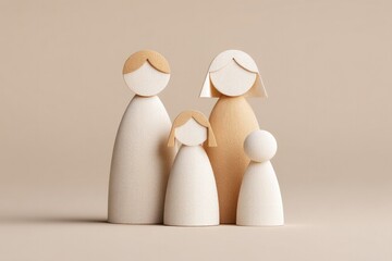 minimalistic image of paper cut-out family figures symbolizing on global day of parents