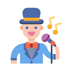 Cartoon Singer with Top Hat and Microphone Illustration