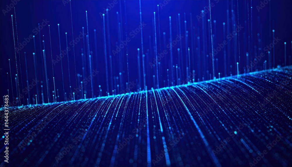 Poster abstract blue digital background with data particles