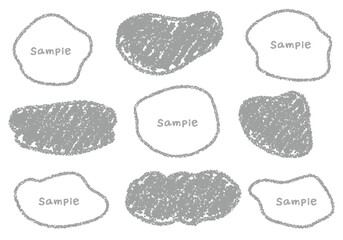 手描きのクレヨン素材　ラフな形のフレームセット