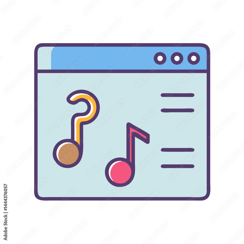 Poster online music platform with question marks and notes