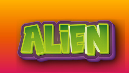purple orange and green gradient alien 3d text effect