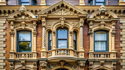A beautifully restored Victorian-era facade with ornate details and stonework, building, architecture