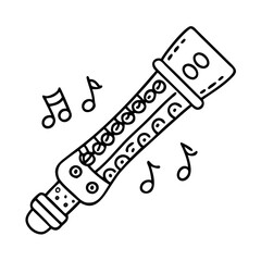 musical instrument recorder icon, musical instrument recorder line art - simple line art of musical instrument recorder, perfect for musical instrument recorder logos and icons