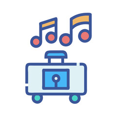 Retro Suitcase Radio with Music Notes Illustration