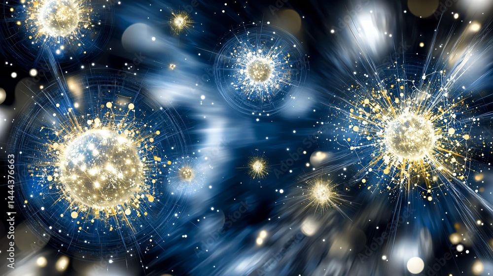 Aufkleber a dazzling display of fireworks bursting in a cosmic setting representing galactic civilizations wit
