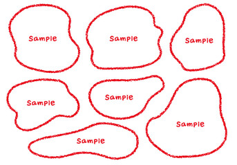 手描きのクレヨン素材　ラフな形のフレームセット