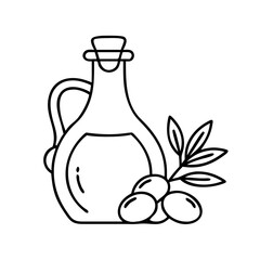 olive oil icon, olive oil line art - simple line art of olive oil, perfect for olive oil logos and icons