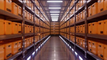 Storage Shelf with Boxes