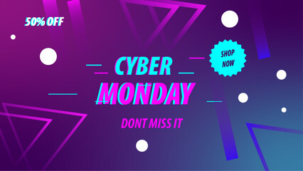 purple gradient Cyber monday concept with abstract design banner