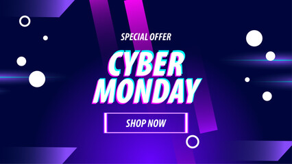 purple gradient Cyber monday concept with abstract design banner