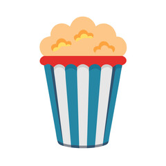Delicious popcorn bucket, red, white and blue icon