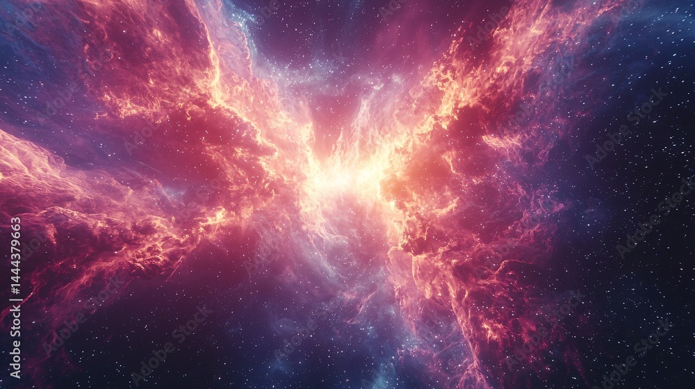 Poster breathtaking nebula displaying vibrant colors and cosmic patterns in a celestial scene filled with h
