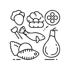 paleo diet icon, paleo diet line art - simple line art of paleo diet, perfect for paleo diet logos and icons