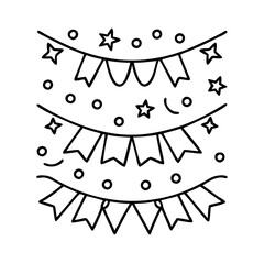 party banner icon, party banner line art - simple line art of party banner, perfect for party banner logos and icons