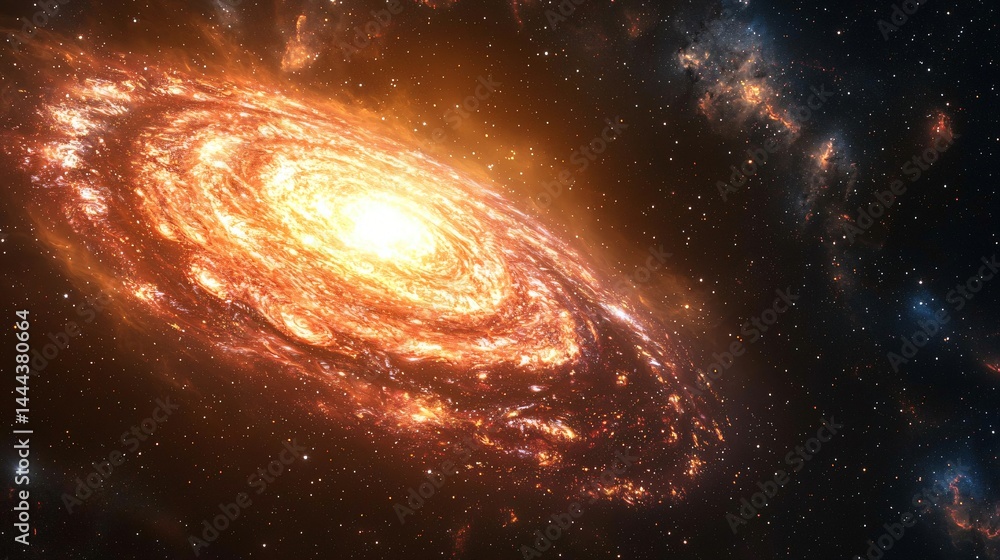 Poster magnificent spiral galaxy displaying a beautiful array of stars and cosmic dust in a vast expanse of