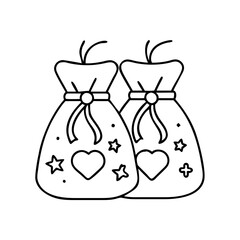 party favor bags icon, party favor bags line art - simple line art of party favor bags, perfect for party favor bags logos and icons