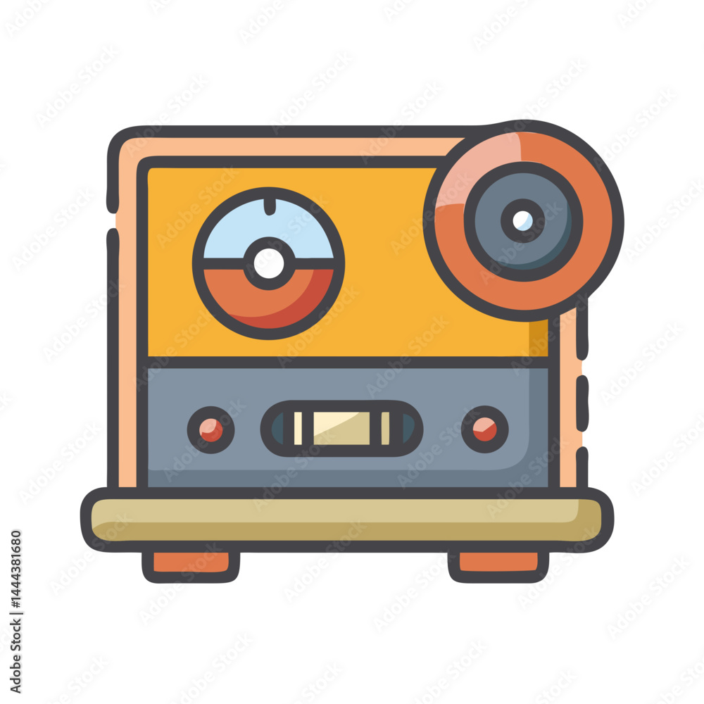 Poster retro analog radio vector icon with black background