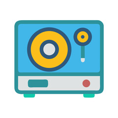 Retro Vinyl Record Player Illustration on Black Background