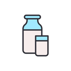 Fototapeta premium Milk bottle colored icons, minimalist vector illustration ,simple transparent graphic element .Isolated on white background